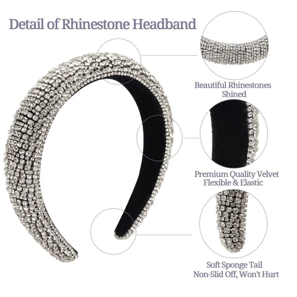 Headband Crystal Luxury‎ Bling Rhinestone Headband For Women Designer Hair Acces